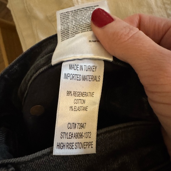 AGOLDE High Rise Stovepipe Metal Washed Black Denim Jeans 24 NWOT A9096-1372 - Picture 11 of 13